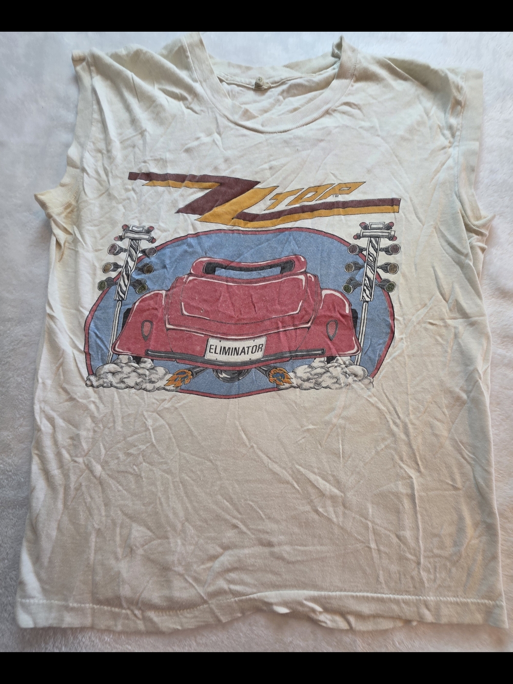Vintage 1983 ZZ Top Eliminator 500 Across USA Tour Muscle Tee